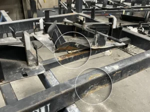 Steel Shipping Rack Repair Before