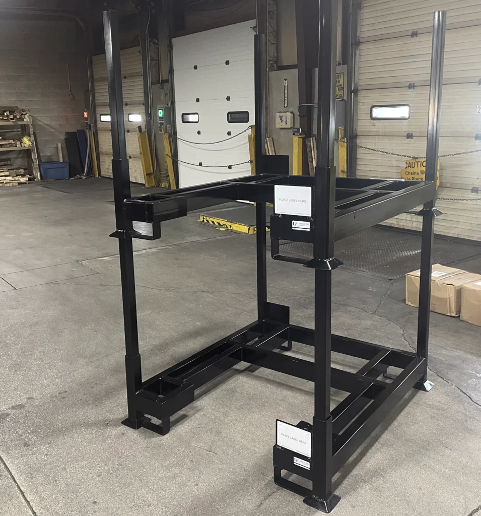 Plymouth Industries black custom portable stacking pallet racks