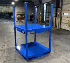 Plymouth Industries blue custom portable stack rack