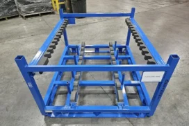 Blue Painted Custom Steel Collapsible Returnable Shipping Racks with Internal Dunnage