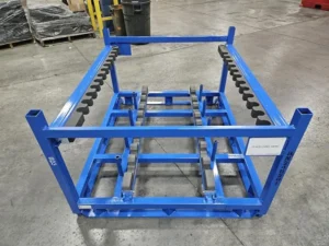 Blue Painted Custom Steel Collapsible Returnable Shipping Racks with Internal Dunnage