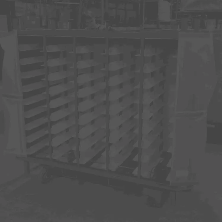 Carts/racks dunnage options: plastics, UHMW, HDPE, injection molding, plastic extrusion, EPP, XLPE/CLPE, Polyurea coating, molded urethane, vinyl cushion bar.