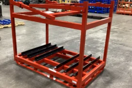 Collapsible Custom Shipping Racks Returnable Dunnage (Red Tall Luggage Rack), Collapsed