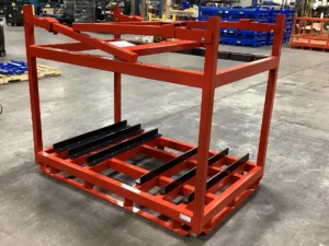Collapsible Custom Shipping Racks Returnable Dunnage (Red Tall Luggage Rack), Collapsed