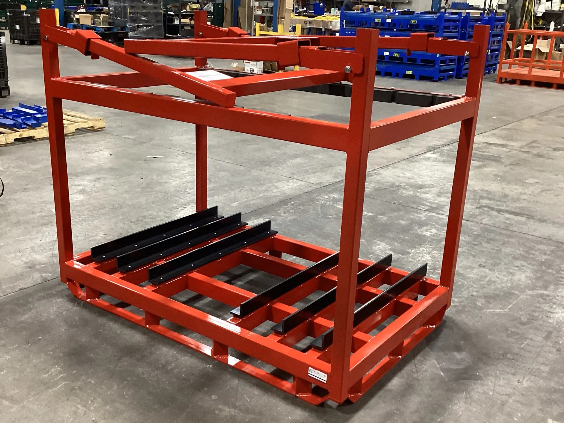 Collapsible Custom Shipping Racks Returnable Dunnage (Red Tall Luggage Rack), Collapsed