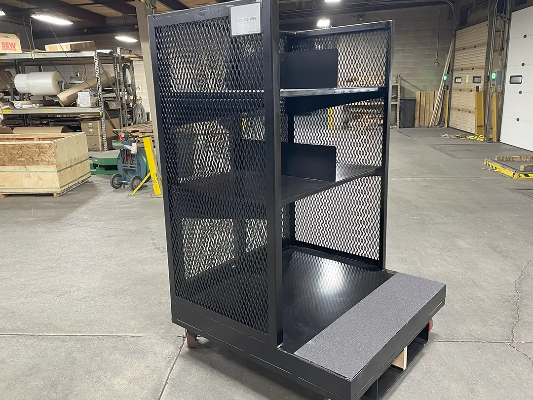 Heavy-Duty 3-Shelf Warehouse Order Picking Carts Side View