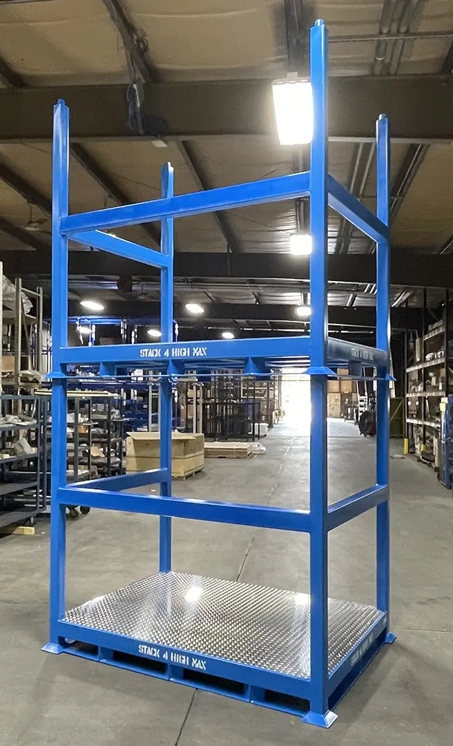 Plastic Liner Portable Stack Racks with Diamond Plate Bed, Stacked Two High