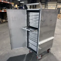 Stainless Steel Puck Cart Cleanroom WIP door open shelf out view