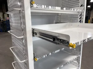 Work-In-Process Rack for Aerospace shelf close up view