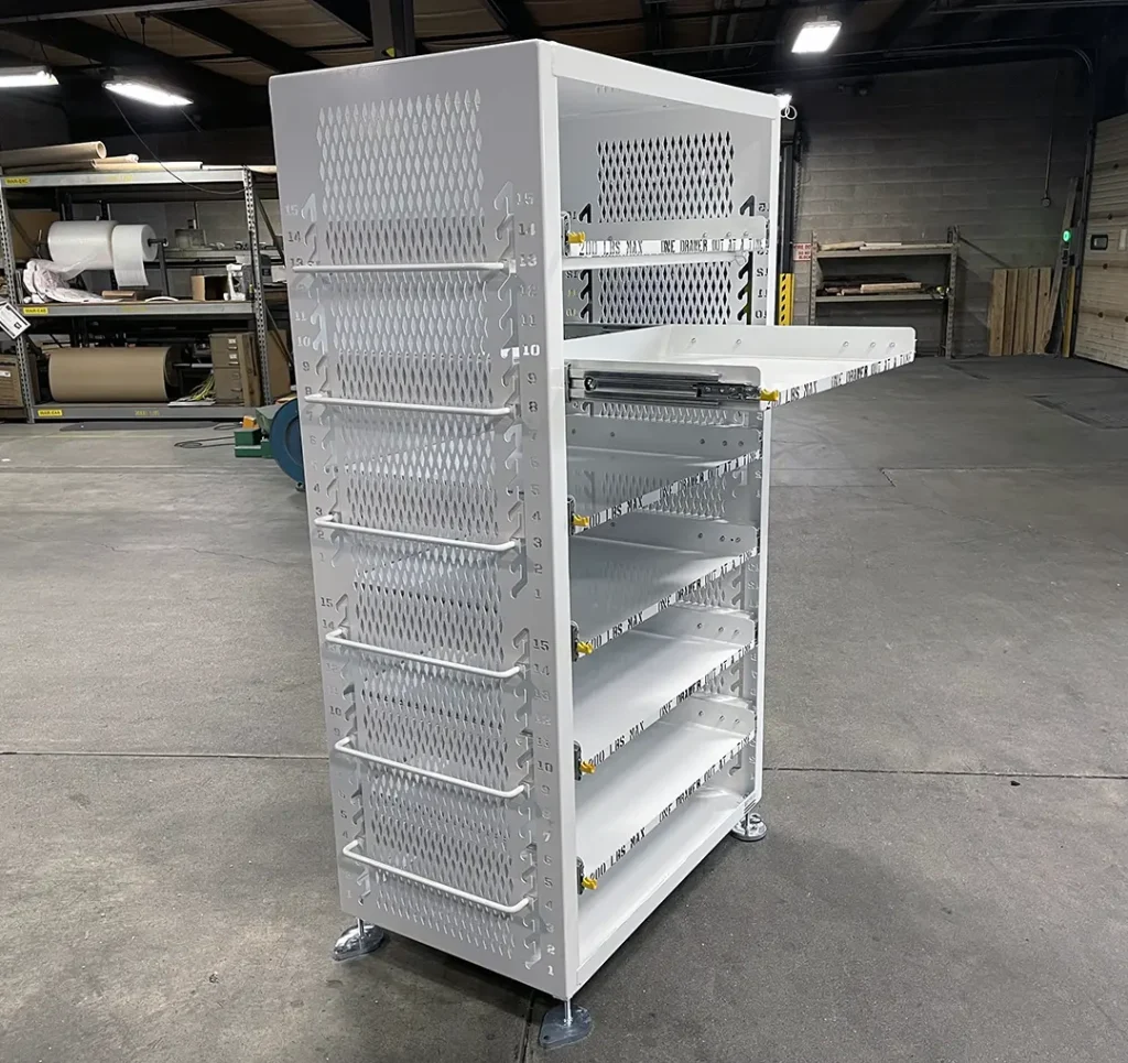 Work-In-Process Rack for Aerospace shelf extended view