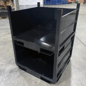 Heavy-Duty Stackable Steel Storage Bins stacked front view