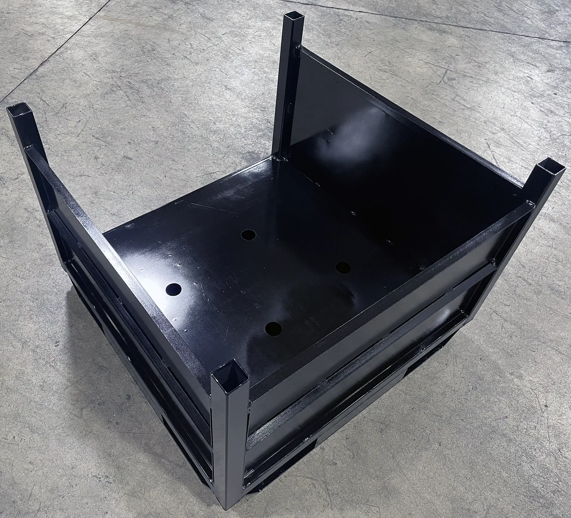 Heavy-Duty Stackable Steel Storage Bins top down back view