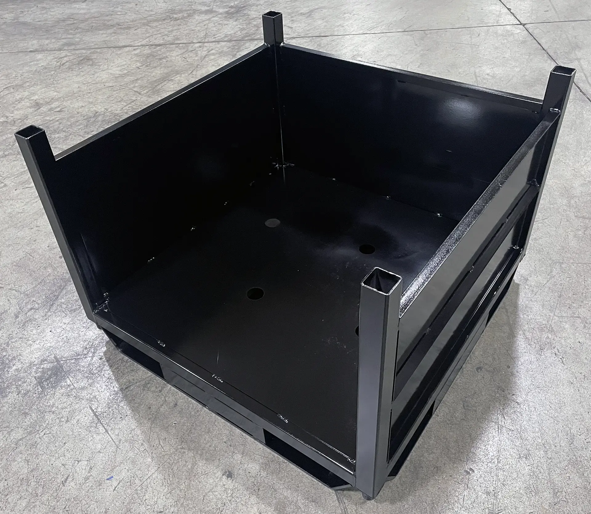 Heavy-Duty Stackable Steel Storage Bins top down front view