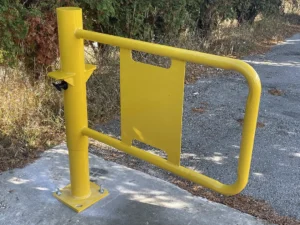 metal pedestrian gates fence barrier security entry access control closed view