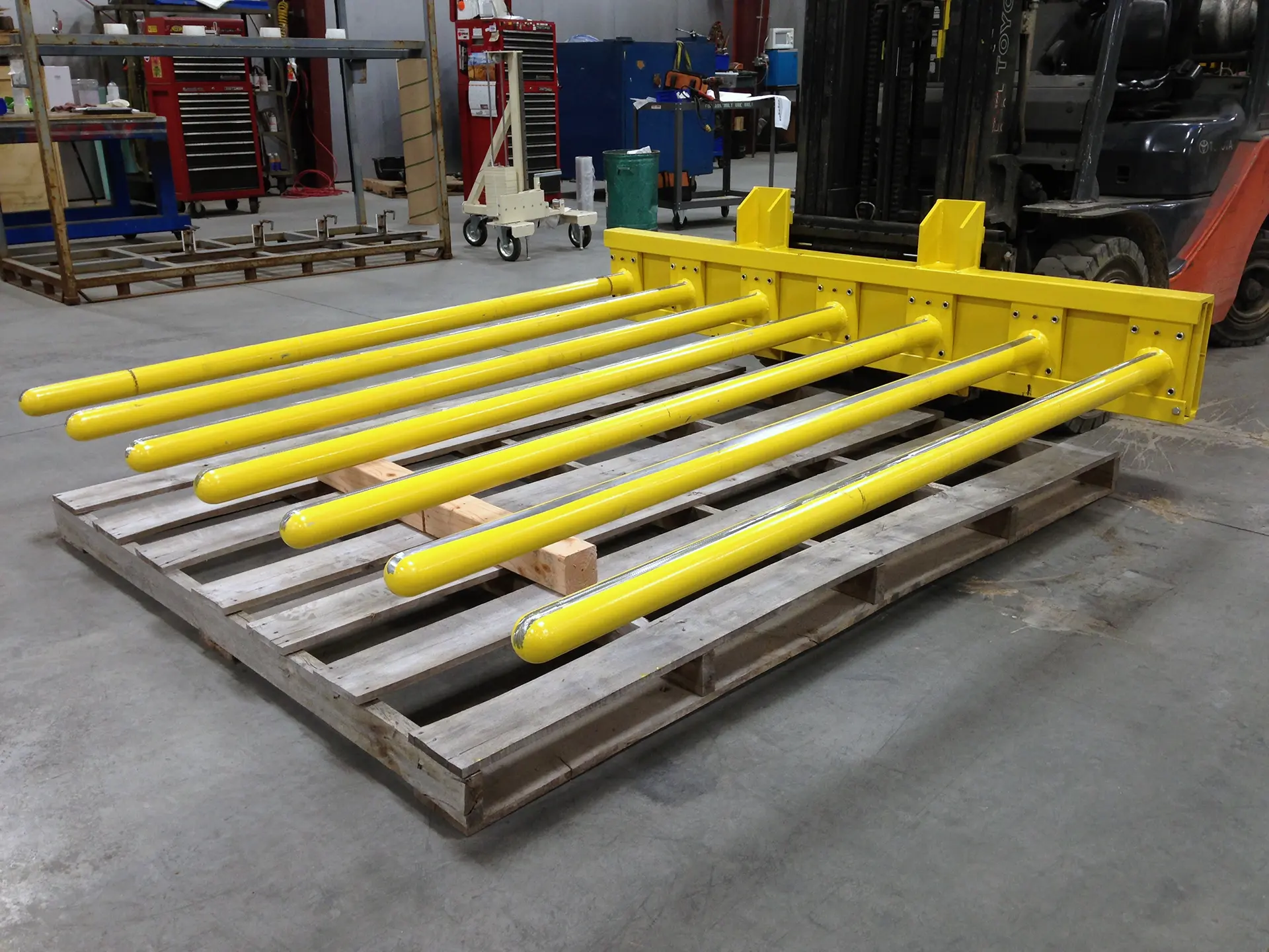 Certified Multi-Pronged Forklift Attachment for Paper Core Handling