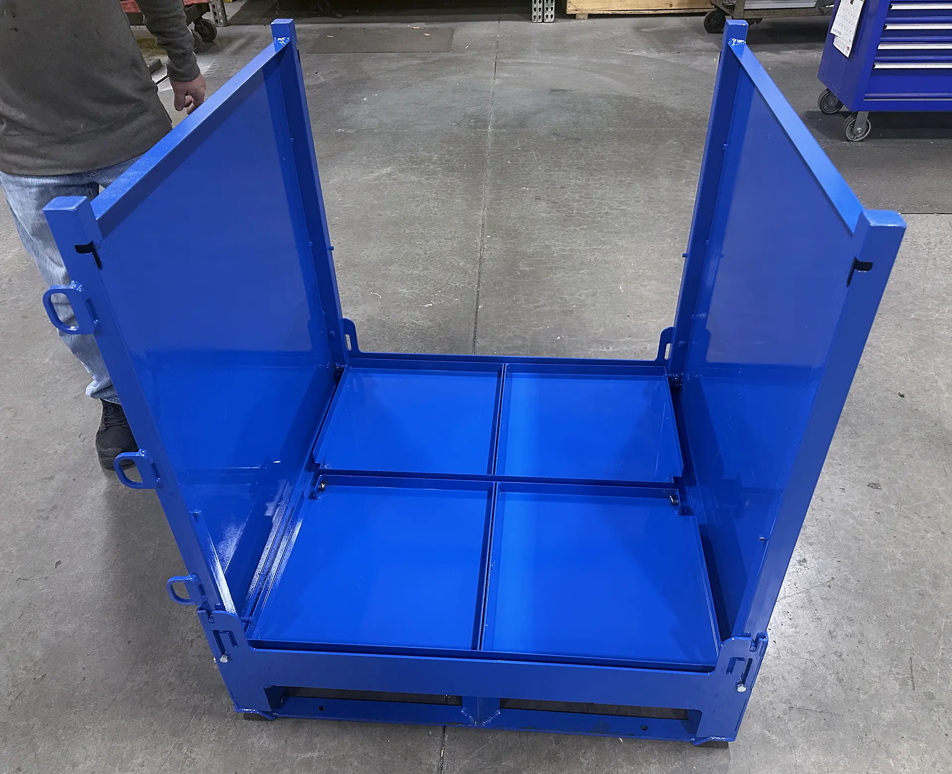 Stacking Collapsible Bin Racks partially collapsed view