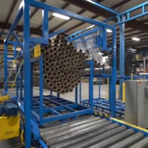 Core Rack with Strap Unloader System for Paper Operations unloading view