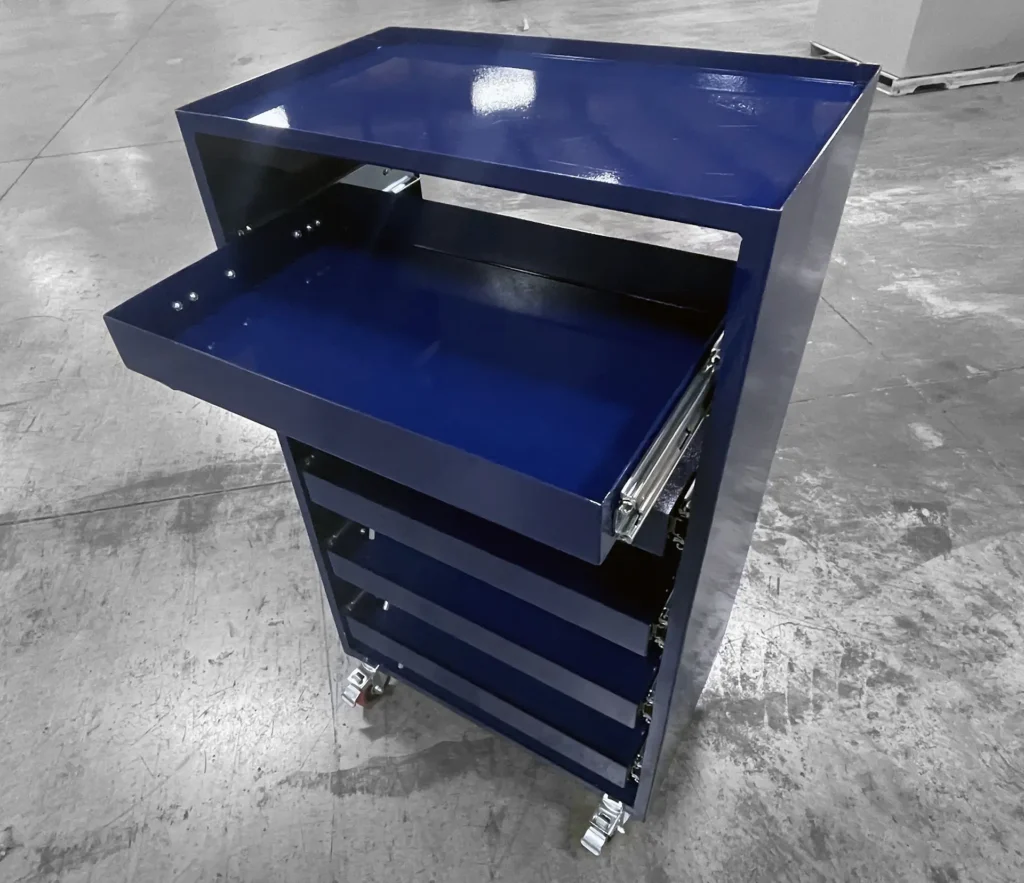 Medical Work-In-Process (WIP) Transport Cart front drawer open view
