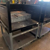 Custom Steel Parts Bins and Stands for Indiana Bridge bin on stand