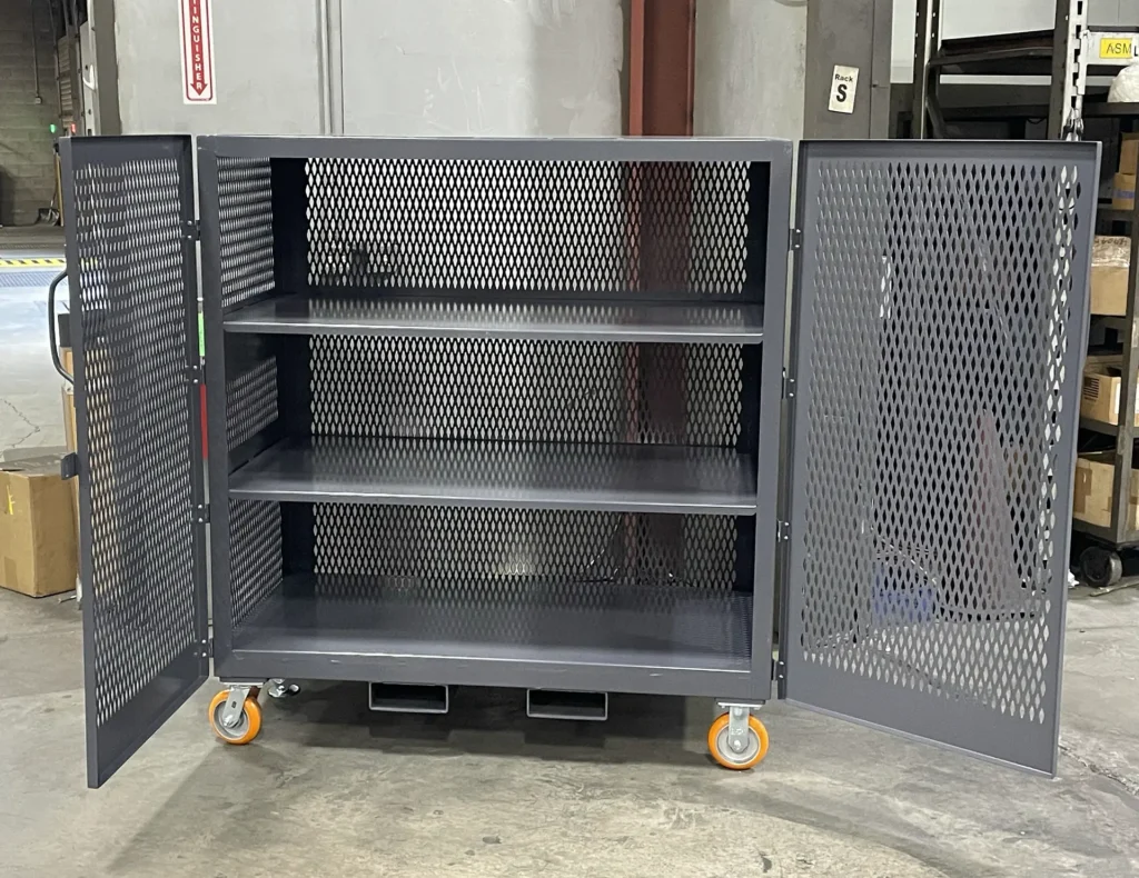 Custom Instrument Tray Cart for Medical Equipment Storage doors open