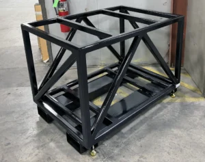 Custom Mobility Cart WIP Cart for Equipment Support (side view)